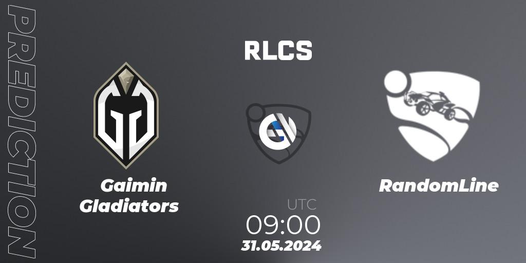 Gaimin Gladiators vs RandomLine: Match Prediction. 31.05.2024 at 09:00, Rocket League, RLCS 2024 - Major 2: APAC Open Qualifier 6