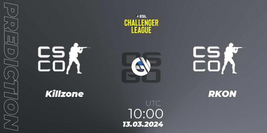 Killzone vs RKON: Match Prediction. 13.03.2024 at 10:00, Counter-Strike (CS2), ESL Challenger League Season 47: Oceania