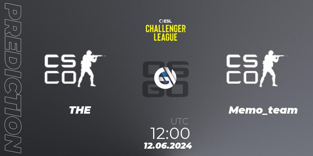 THE vs Memo_team: Match Prediction. 12.06.2024 at 12:00, Counter-Strike (CS2), ESL Challenger League Season 47 Relegation: Asia