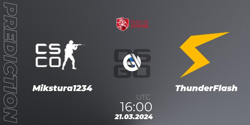 Mikstura1234 vs ThunderFlash: Match Prediction. 21.03.24, CS2 (CS:GO), Polska Liga Esportowa 2024: Split #1