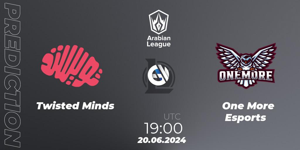 Twisted Minds vs One More Esports: Match Prediction. 20.06.2024 at 19:00, LoL, Arabian League Summer 2024