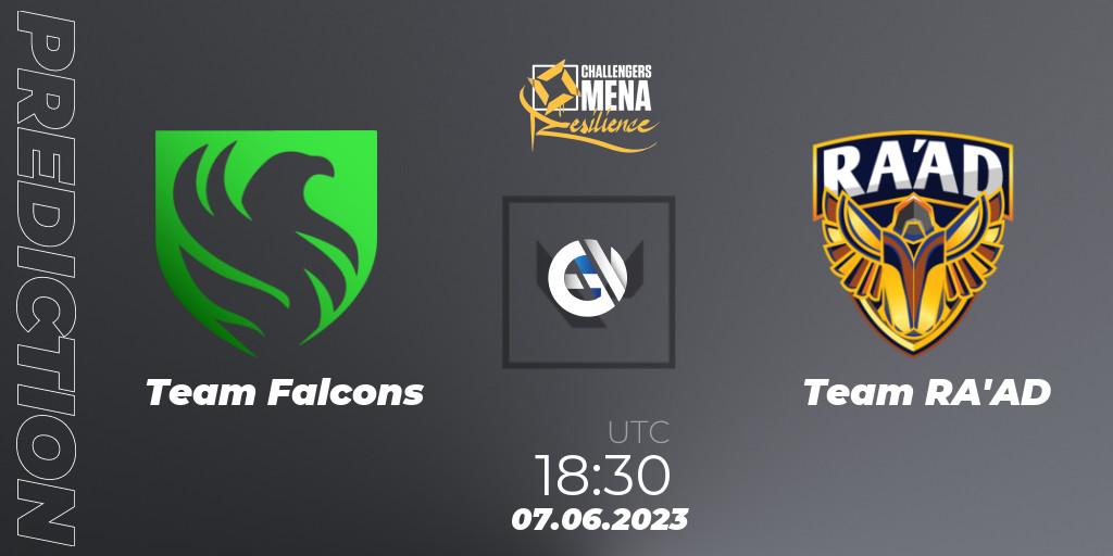 Team Falcons vs Team RA'AD: Match Prediction. 07.06.2023 at 15:30, VALORANT, VALORANT Challengers 2023 MENA: Resilience - LAN Finals