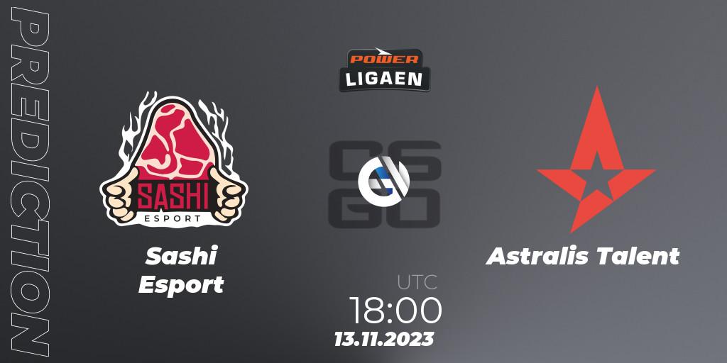  Sashi Esport vs Astralis Talent: Match Prediction. 13.11.23, CS2 (CS:GO), Dust2.dk Ligaen Season 24: Regular Season