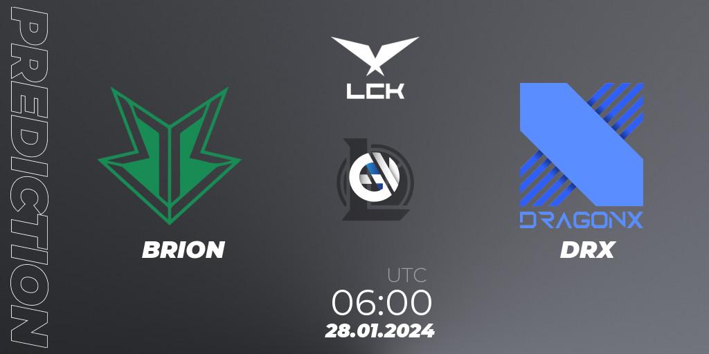 BRION vs DRX: Match Prediction. 28.01.24, LoL, LCK Spring 2024 - Group Stage