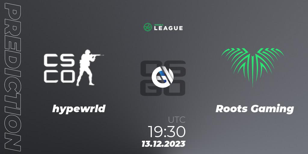 hypewrld vs Roots Gaming: Match Prediction. 13.12.2023 at 17:30, Counter-Strike (CS2), ESEA Season 47: Intermediate Division - Europe