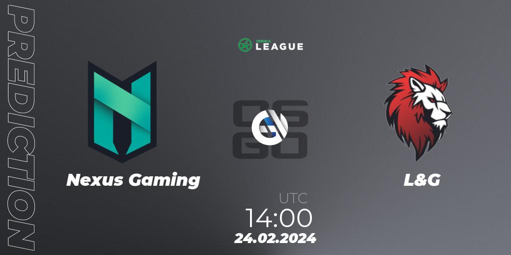 Nexus Gaming vs L&G: Match Prediction. 24.02.24, CS2 (CS:GO), ESEA Season 48: Advanced Division - Europe