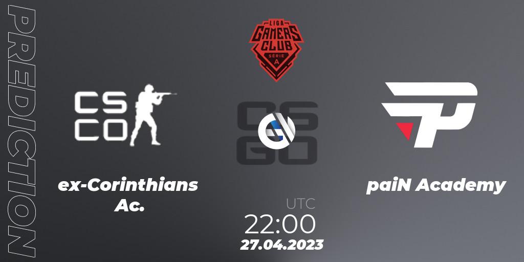 ex-Corinthians Ac. vs paiN Academy: Match Prediction. 27.04.23, CS2 (CS:GO), Gamers Club Liga Série A: April 2023