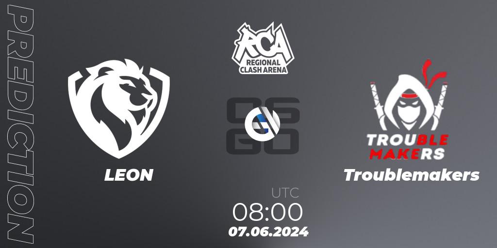 LEON vs Troublemakers: Match Prediction. 07.06.2024 at 08:00, Counter-Strike (CS2), Regional Clash Arena CIS