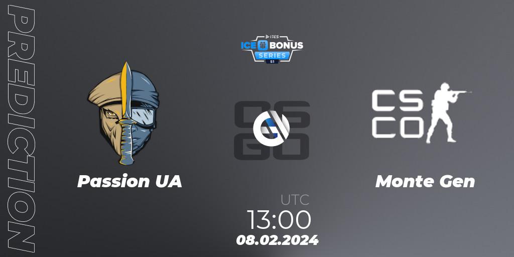 Passion UA vs Monte Gen: Match Prediction. 08.02.2024 at 14:00, Counter-Strike (CS2), IceBonus Series #1