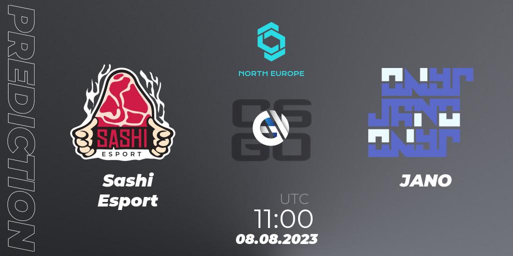  Sashi Esport vs JANO: Match Prediction. 08.08.2023 at 11:00, Counter-Strike (CS2), CCT North Europe Series #7: Closed Qualifier