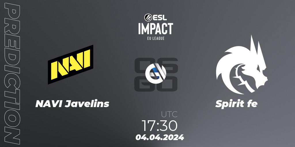 NAVI Javelins vs Spirit fe: Match Prediction. 04.04.24, CS2 (CS:GO), ESL Impact League Season 5: Europe