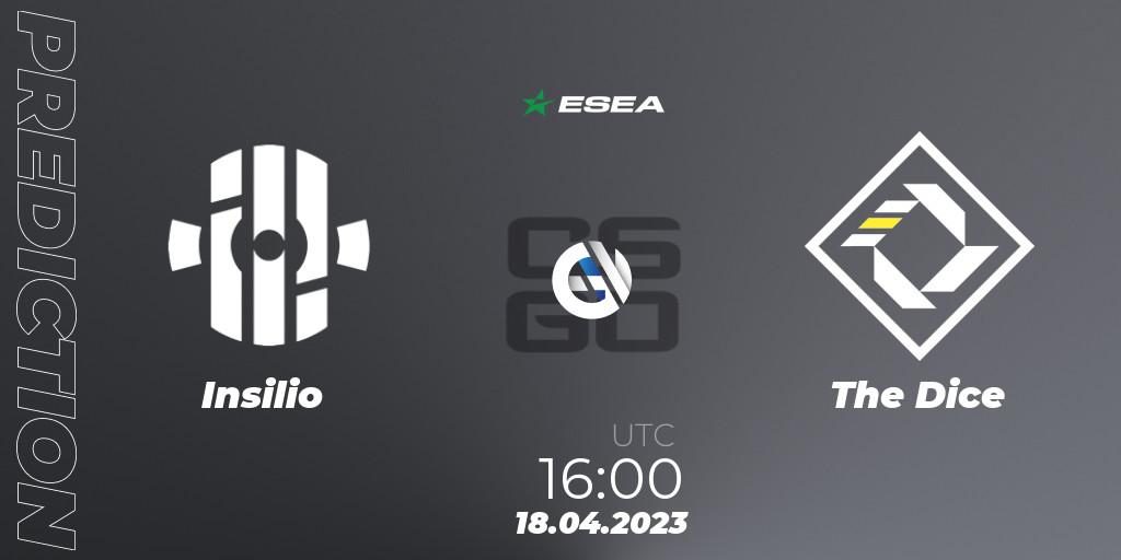 Insilio vs The Dice: Match Prediction. 18.04.2023 at 16:00, Counter-Strike (CS2), ESEA Season 45: Advanced Division - Europe