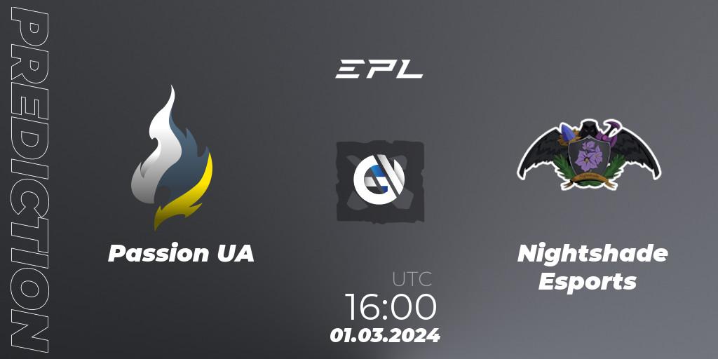 Passion UA vs Nightshade Esports: Match Prediction. 01.03.24, Dota 2, European Pro League Season 17: Division 2