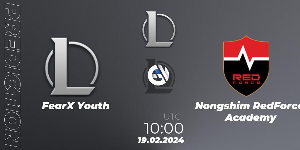 FearX Youth vs Nongshim RedForce Academy: Match Prediction. 19.02.2024 at 10:00, LoL, LCK Challengers League 2024 Spring - Group Stage