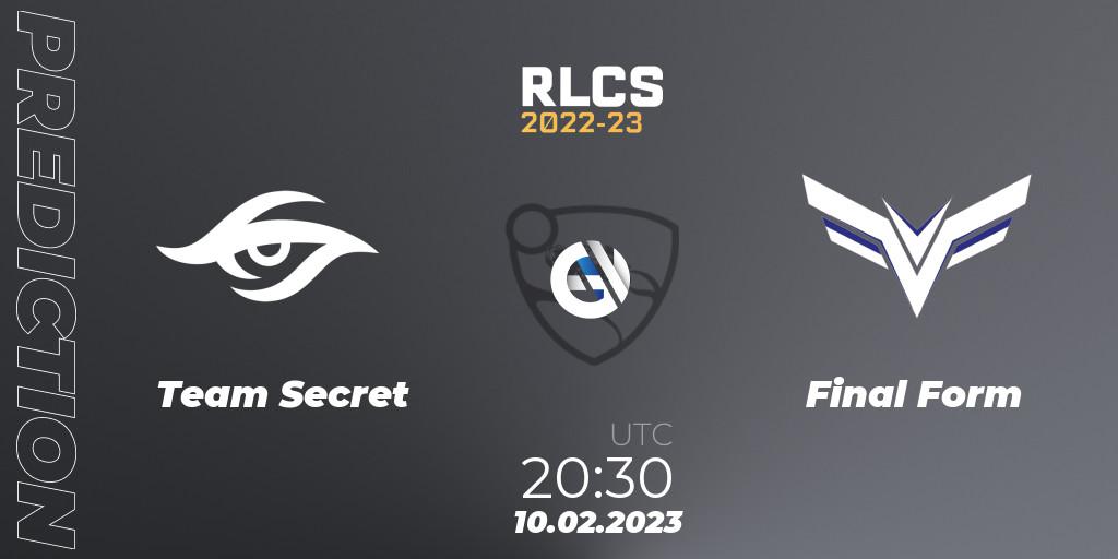 Team Secret vs Final Form: Match Prediction. 10.02.23, Rocket League, RLCS 2022-23 - Winter: South America Regional 2 - Winter Cup