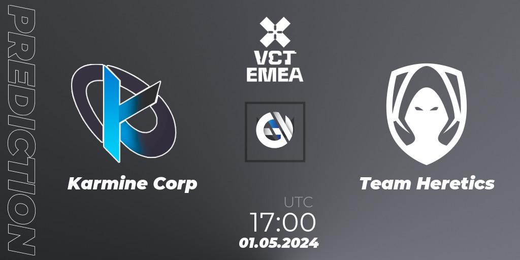 Karmine Corp vs Team Heretics: Match Prediction. 01.05.24, VALORANT, VALORANT Champions Tour 2024: EMEA League - Stage 1 - Group Stage
