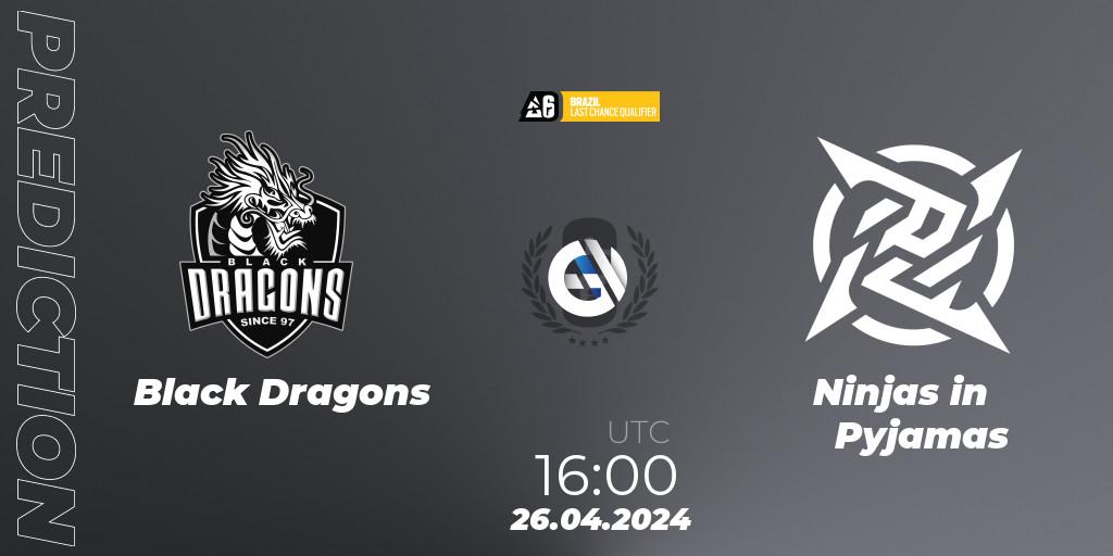 Black Dragons vs Ninjas in Pyjamas: Match Prediction. 26.04.2024 at 16:00, Rainbow Six, Brazil League 2024 - Stage 1: Last Chance Qualifier
