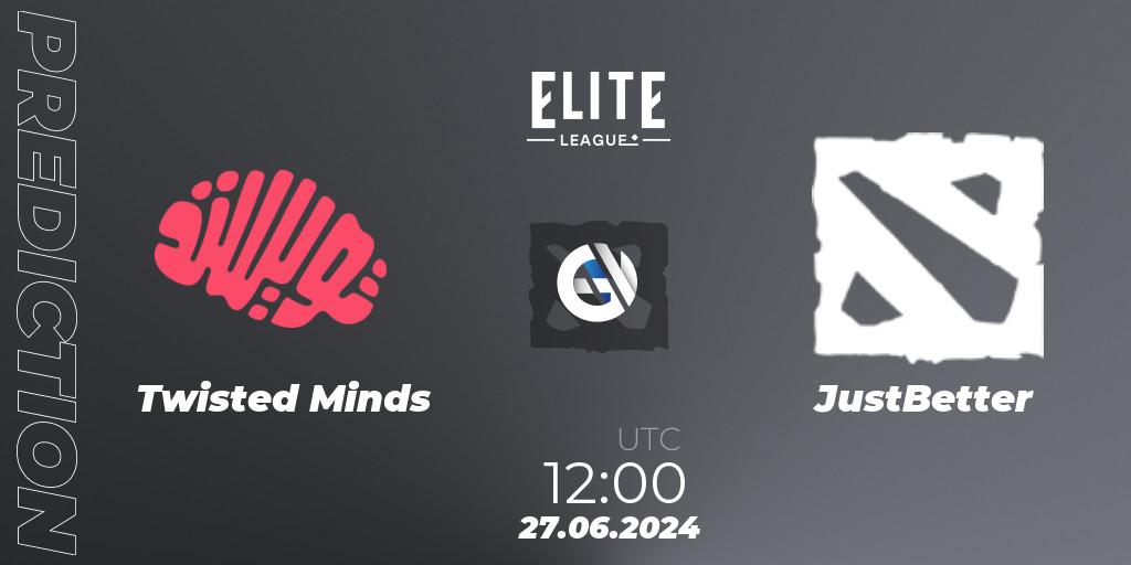 Twisted Minds vs JustBetter: Match Prediction. 27.06.2024 at 12:00, Dota 2, Elite League Season 2: Western Europe Closed Qualifier