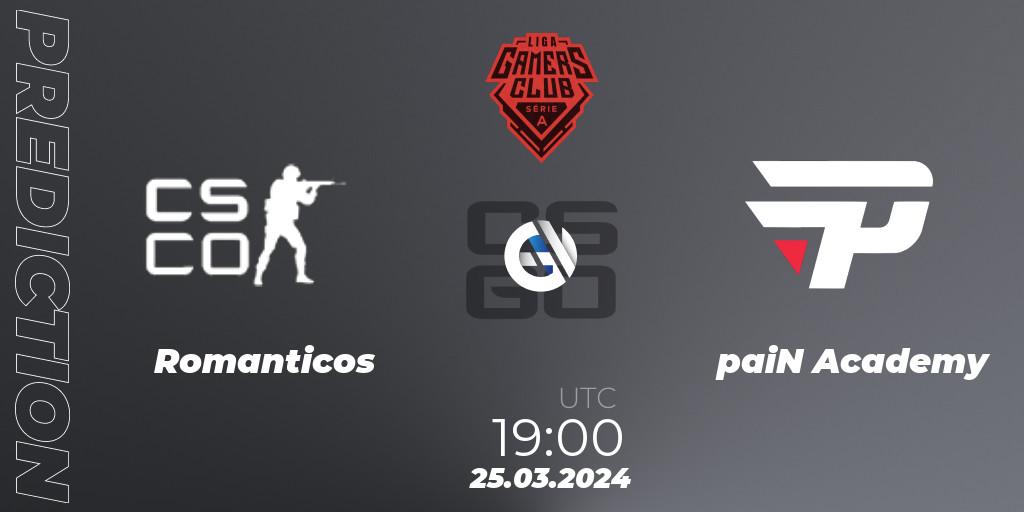Romanticos vs paiN Academy: Match Prediction. 25.03.24, CS2 (CS:GO), Gamers Club Liga Série A: March 2024