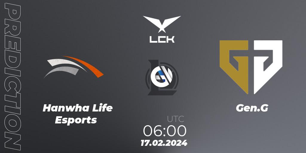 Hanwha Life Esports vs Gen.G: Match Prediction. 17.02.24, LoL, LCK Spring 2024 - Group Stage