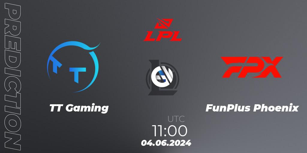 TT Gaming vs FunPlus Phoenix: Match Prediction. 04.06.2024 at 11:00, LoL, LPL 2024 Summer - Group Stage