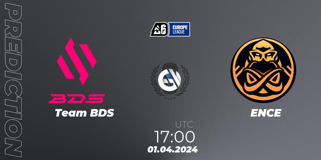 Team BDS vs ENCE: Match Prediction. 01.04.2024 at 18:00, Rainbow Six, Europe League 2024 - Stage 1