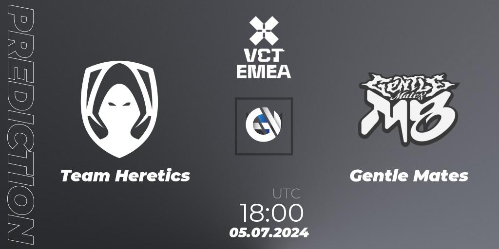 Team Heretics vs Gentle Mates: Match Prediction. 05.07.2024 at 19:00, VALORANT, VALORANT Champions Tour 2024: EMEA League - Stage 2 - Group Stage