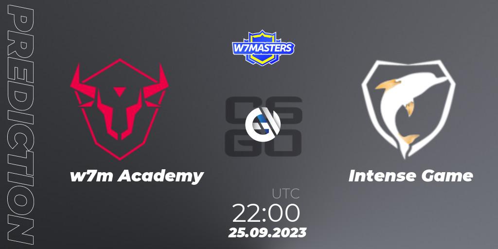 w7m Academy vs Intense Game: Match Prediction. 25.09.23, CS2 (CS:GO), W7Masters