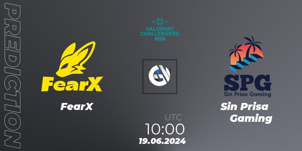 FearX vs Sin Prisa Gaming: Match Prediction. 19.06.2024 at 09:00, VALORANT, VALORANT Challengers 2024 Korea: Split 2