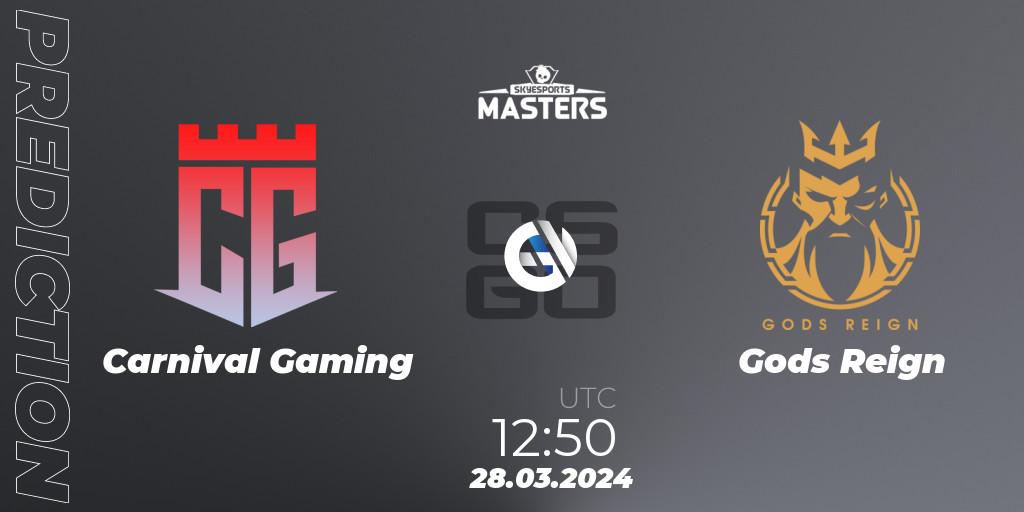 Carnival Gaming vs Gods Reign: Match Prediction. 28.03.24, CS2 (CS:GO), Skyesports Masters 2024: Indian Qualifier