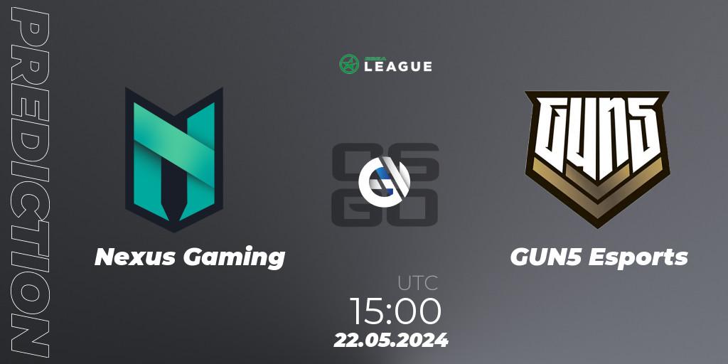 Nexus Gaming vs GUN5 Esports: Match Prediction. 22.05.2024 at 15:00, Counter-Strike (CS2), ESEA Season 49: Advanced Division - Europe