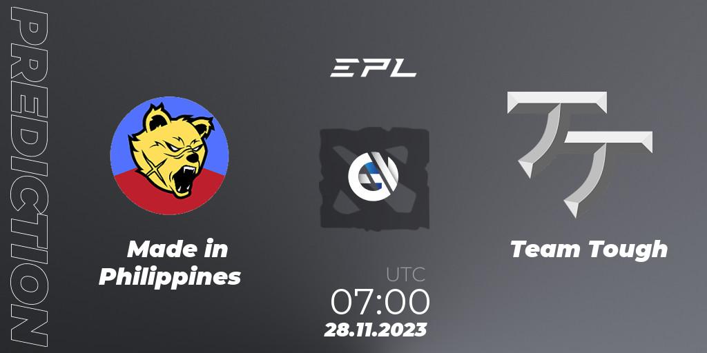 Made in Philippines vs Team Tough: Match Prediction. 28.11.2023 at 07:05, Dota 2, EPL World Series: Southeast Asia Season 1