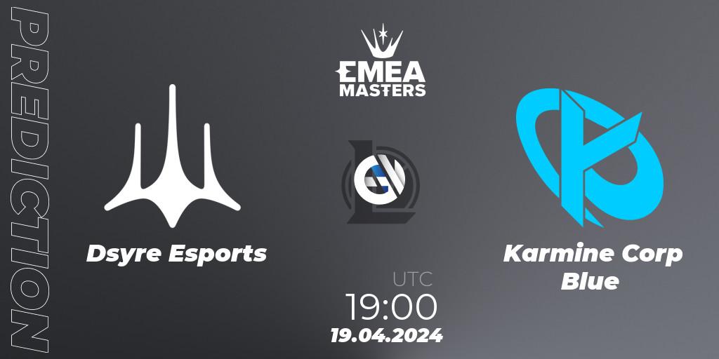 Dsyre Esports vs Karmine Corp Blue: Match Prediction. 19.04.24, LoL, EMEA Masters Spring 2024 - Group Stage