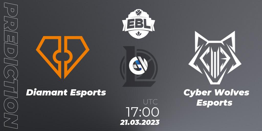 Diamant Esports vs Cyber Wolves Esports: Match Prediction. 21.03.2023 at 17:00, LoL, EBL Season 12 - Playoffs