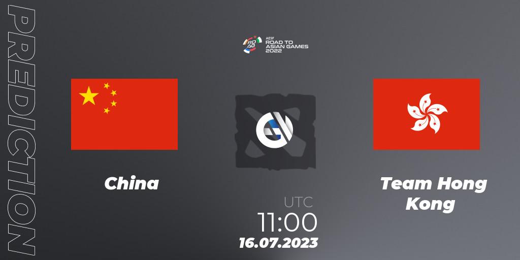 China vs Team Hong Kong: Match Prediction. 16.07.2023 at 11:40, Dota 2, 2022 AESF Road to Asian Games - East Asia