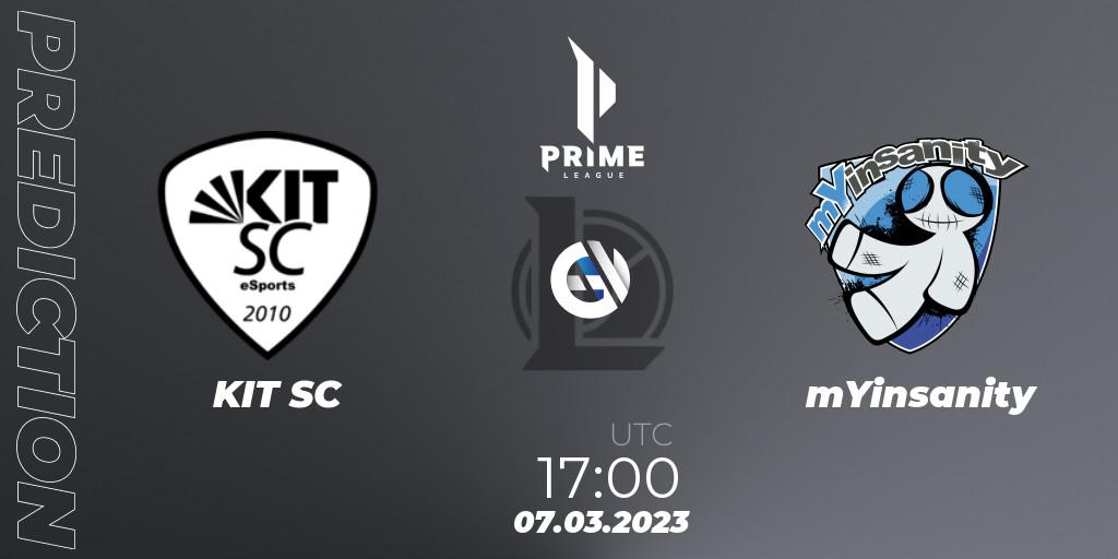 KIT SC vs mYinsanity: Match Prediction. 07.03.23, LoL, Prime League 2nd Division Spring 2023 - Playoffs