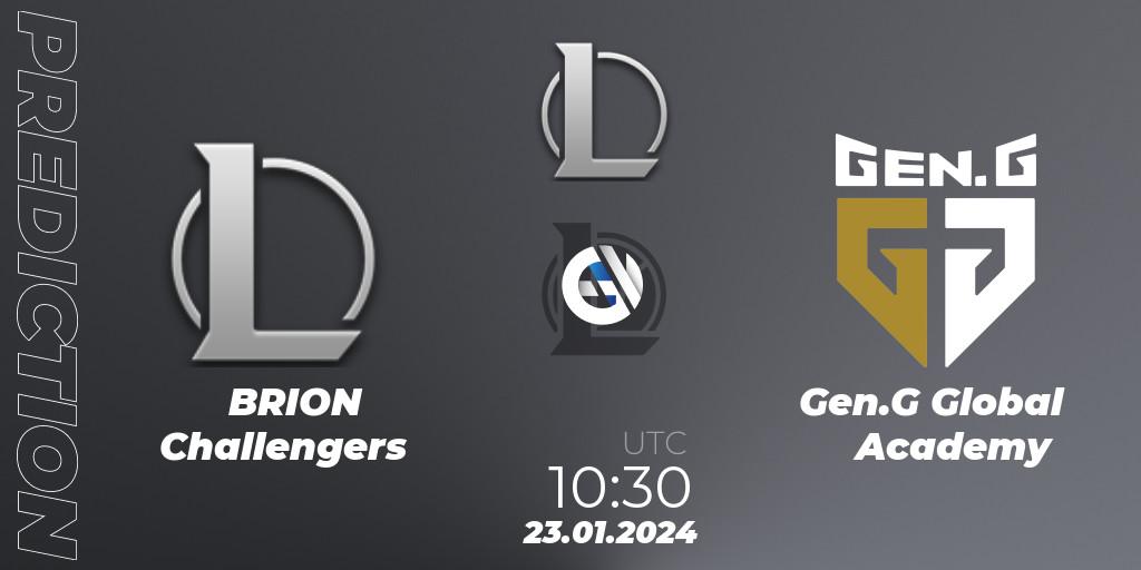 BRION Challengers vs Gen.G Global Academy: Match Prediction. 23.01.2024 at 10:30, LoL, LCK Challengers League 2024 Spring - Group Stage