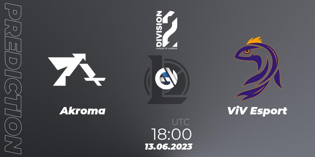 Akroma vs ViV Esport: Match Prediction. 13.06.23, LoL, LFL Division 2 Summer 2023 - Group Stage