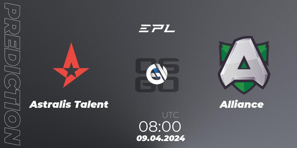 Astralis Talent vs Alliance: Match Prediction. 09.04.24, CS2 (CS:GO), European Pro League Season 15