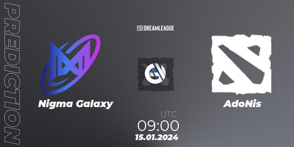 Nigma Galaxy vs AdoNis: Match Prediction. 15.01.2024 at 09:44, Dota 2, DreamLeague Season 22: MENA Closed Qualifier