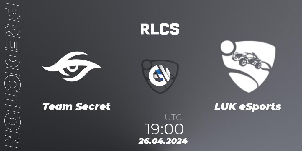 Team Secret vs LUK eSports: Match Prediction. 26.04.2024 at 19:00, Rocket League, RLCS 2024 - Major 2: SAM Open Qualifier 4