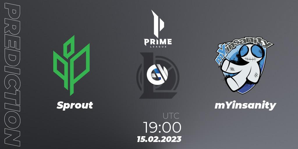 Sprout vs mYinsanity: Match Prediction. 15.02.23, LoL, Prime League 2nd Division Spring 2023 - Group Stage