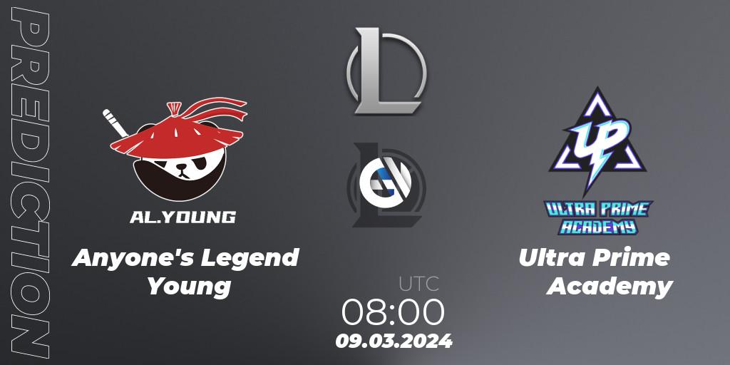 Anyone's Legend Young vs Ultra Prime Academy: Match Prediction. 09.03.2024 at 08:00, LoL, LDL 2024 - Stage 1