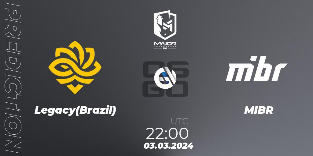 Legacy(Brazil) vs MIBR: Match Prediction. 03.03.24, CS2 (CS:GO), PGL CS2 Major Copenhagen 2024 Americas RMR