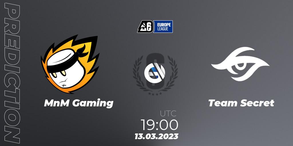 MnM Gaming vs Team Secret: Match Prediction. 13.03.2023 at 18:15, Rainbow Six, Europe League 2023 - Stage 1
