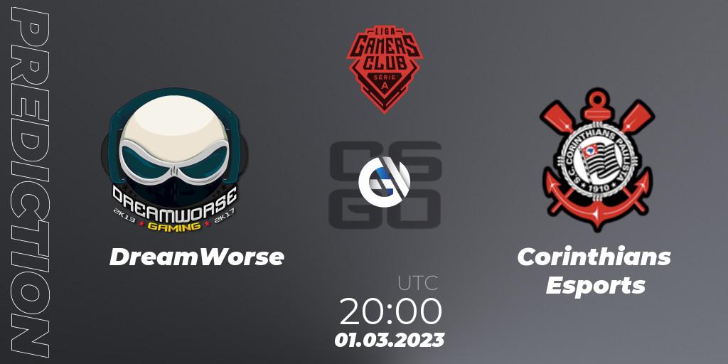 DreamWorse vs Corinthians Esports: Match Prediction. 01.03.2023 at 20:00, Counter-Strike (CS2), Gamers Club Liga Série A: February 2023
