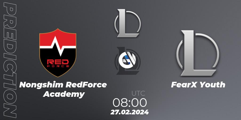Nongshim RedForce Academy vs FearX Youth: Match Prediction. 27.02.24, LoL, LCK Challengers League 2024 Spring - Group Stage