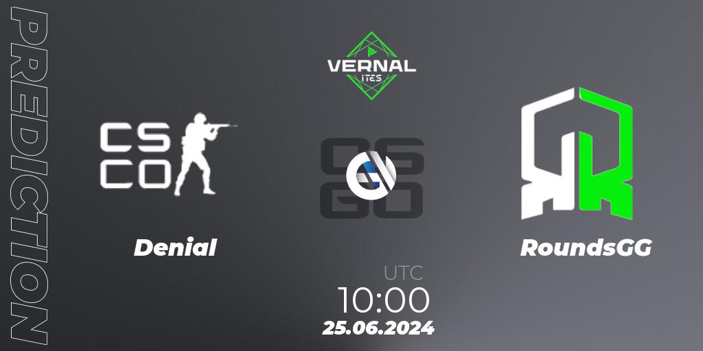 Denial vs RoundsGG: Match Prediction. 25.06.2024 at 10:00, Counter-Strike (CS2), ITES Vernal