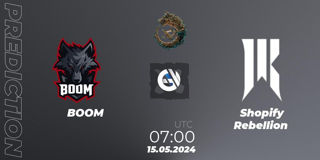 BOOM vs Shopify Rebellion: Match Prediction. 15.05.2024 at 07:00, Dota 2, PGL Wallachia Season 1 - Group Stage