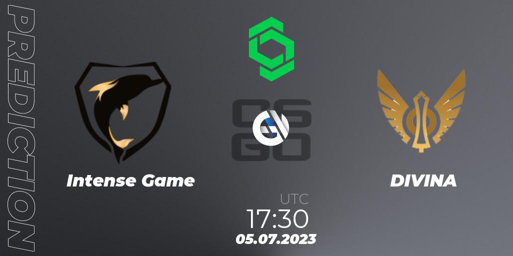 Intense Game vs DIVINA: Match Prediction. 05.07.2023 at 18:30, Counter-Strike (CS2), CCT South America Series #8: Closed Qualifier